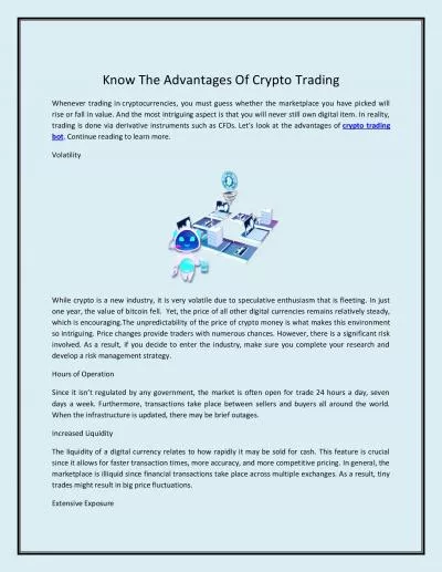 Know The Advantages of Crypto Trading