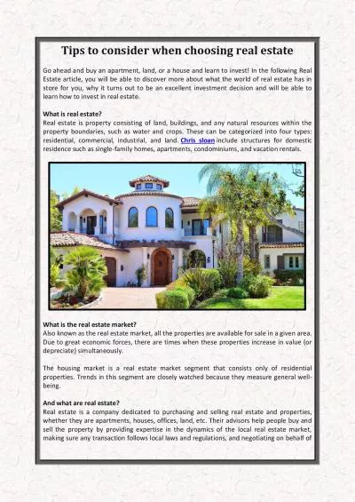 Tips to consider when choosing real estate