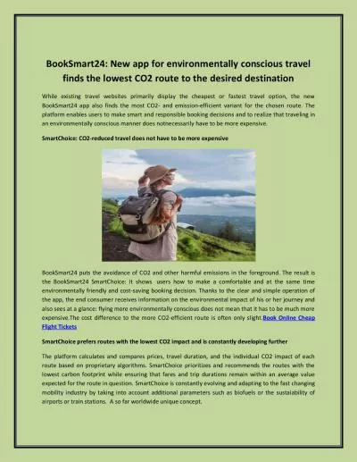 BookSmart24: New app for environmentally conscious travel finds the lowest CO2 route to the desired destination