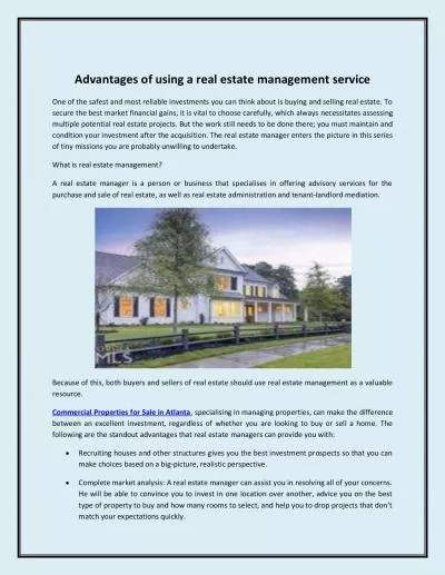 Advantages of using a real estate management service