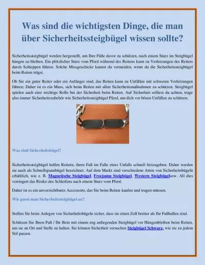 Was sind die wichtigsten Dinge, die man über Sicherheitssteigbügel wissen sollte?