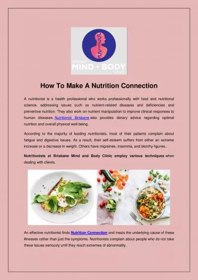 How To Make A Nutrition Connection