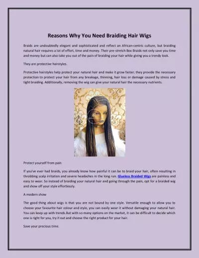 Reasons Why You Need Braiding Hair Wigs