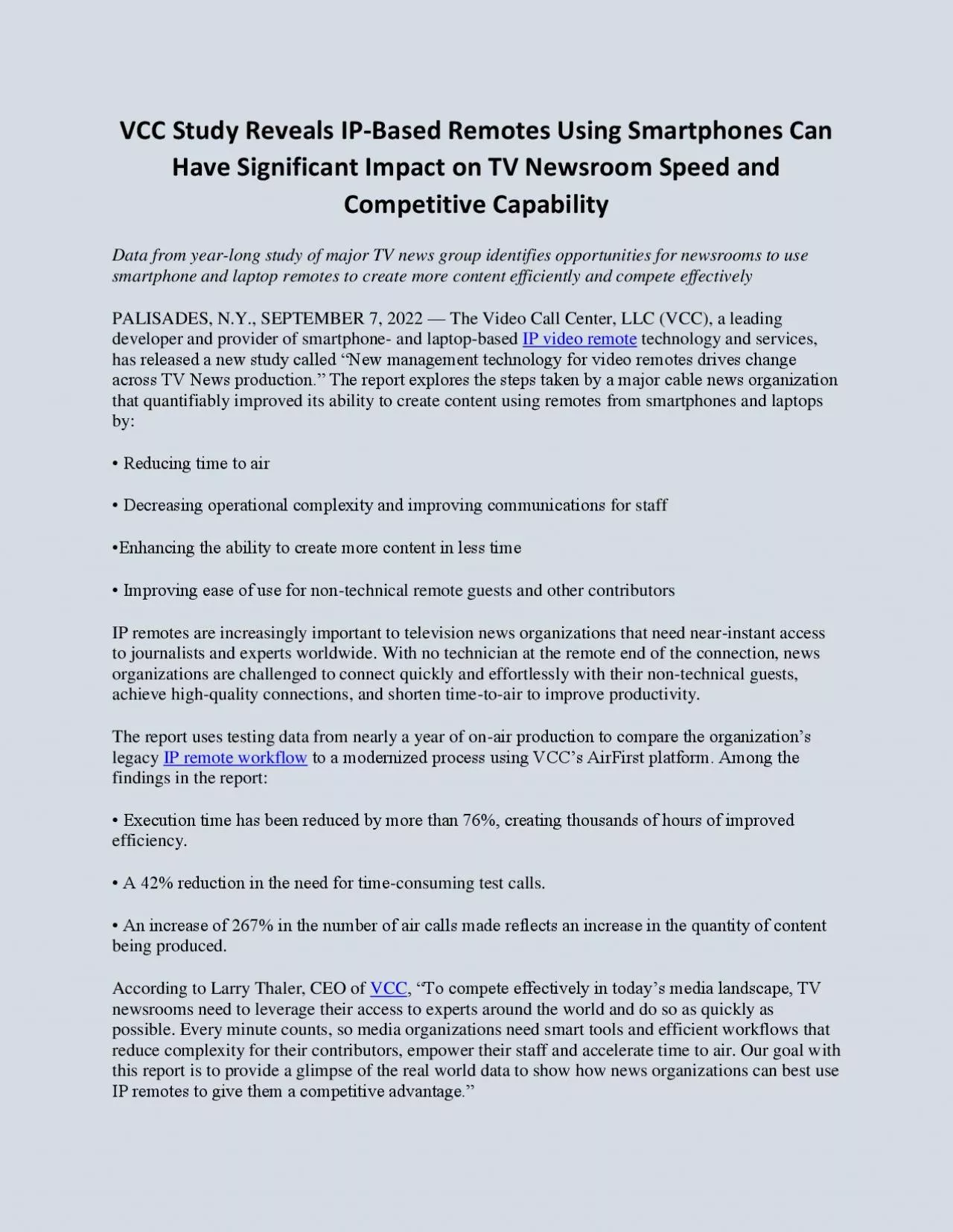 VCC Study Reveals IP-Based Remotes Using Smartphones Can Have Significant Impact on TV