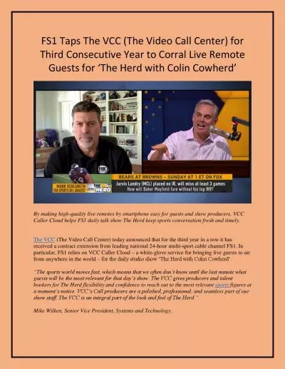 FS1 Taps The VCC for Third Consecutive Year to Corral Live Remote Guests for ‘The Herd