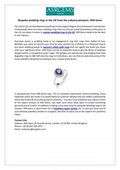 Bespoke wedding rings in the UK from the industry pioneers - ASR Gems