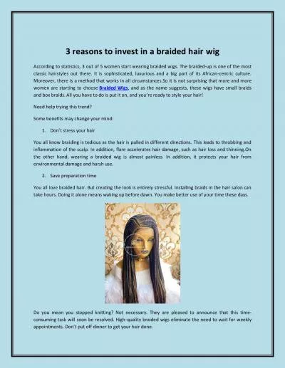 3 reasons to invest in a braided hair wig