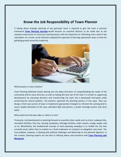 Know the Job Responsibility of Town Planner