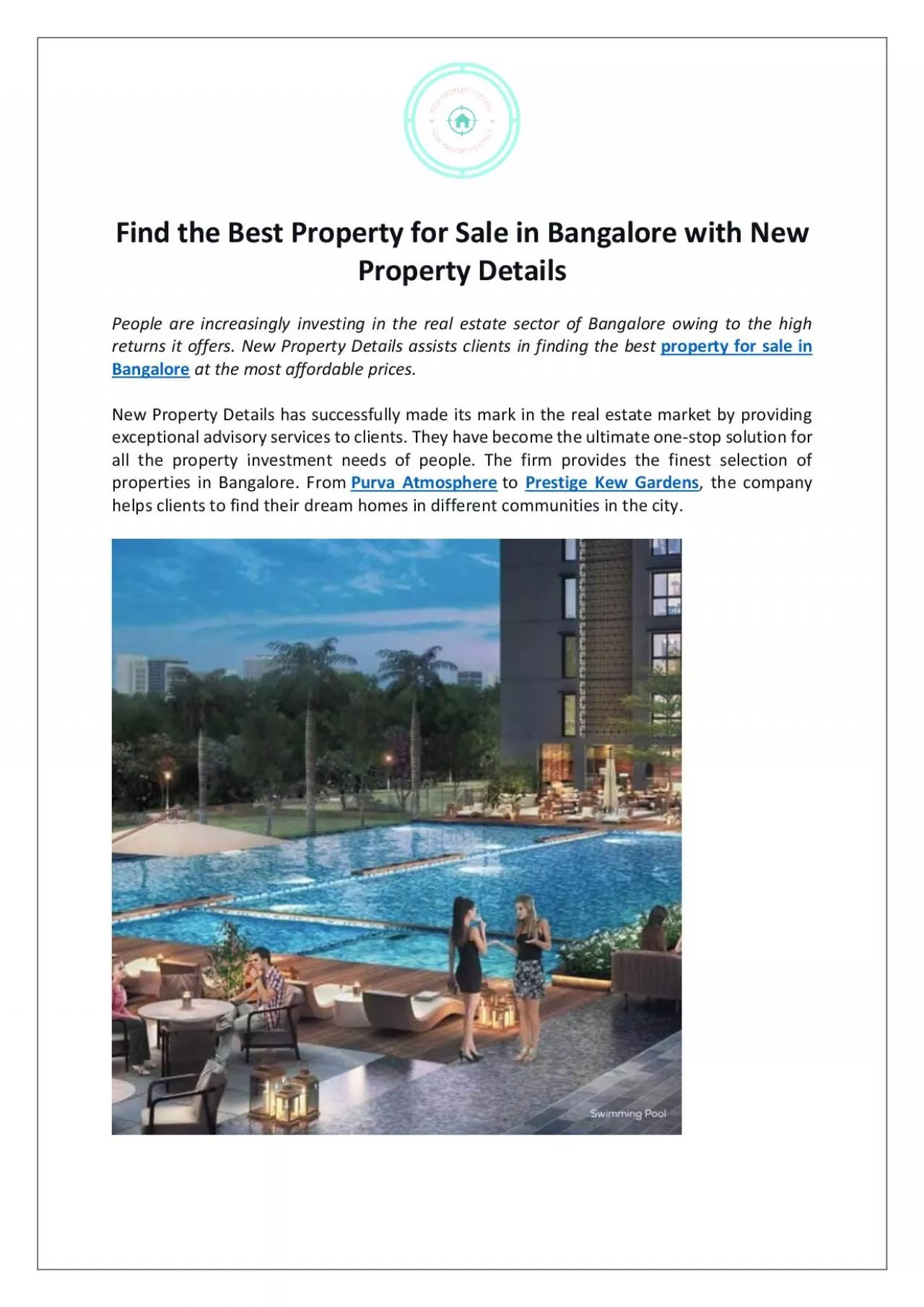 PDF-Find the Best Property for Sale in Bangalore with New Property Details