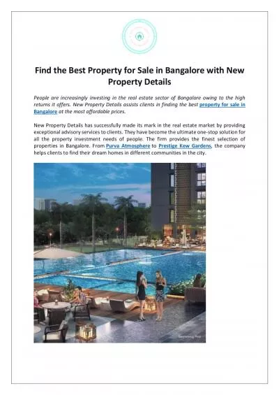 Find the Best Property for Sale in Bangalore with New Property Details