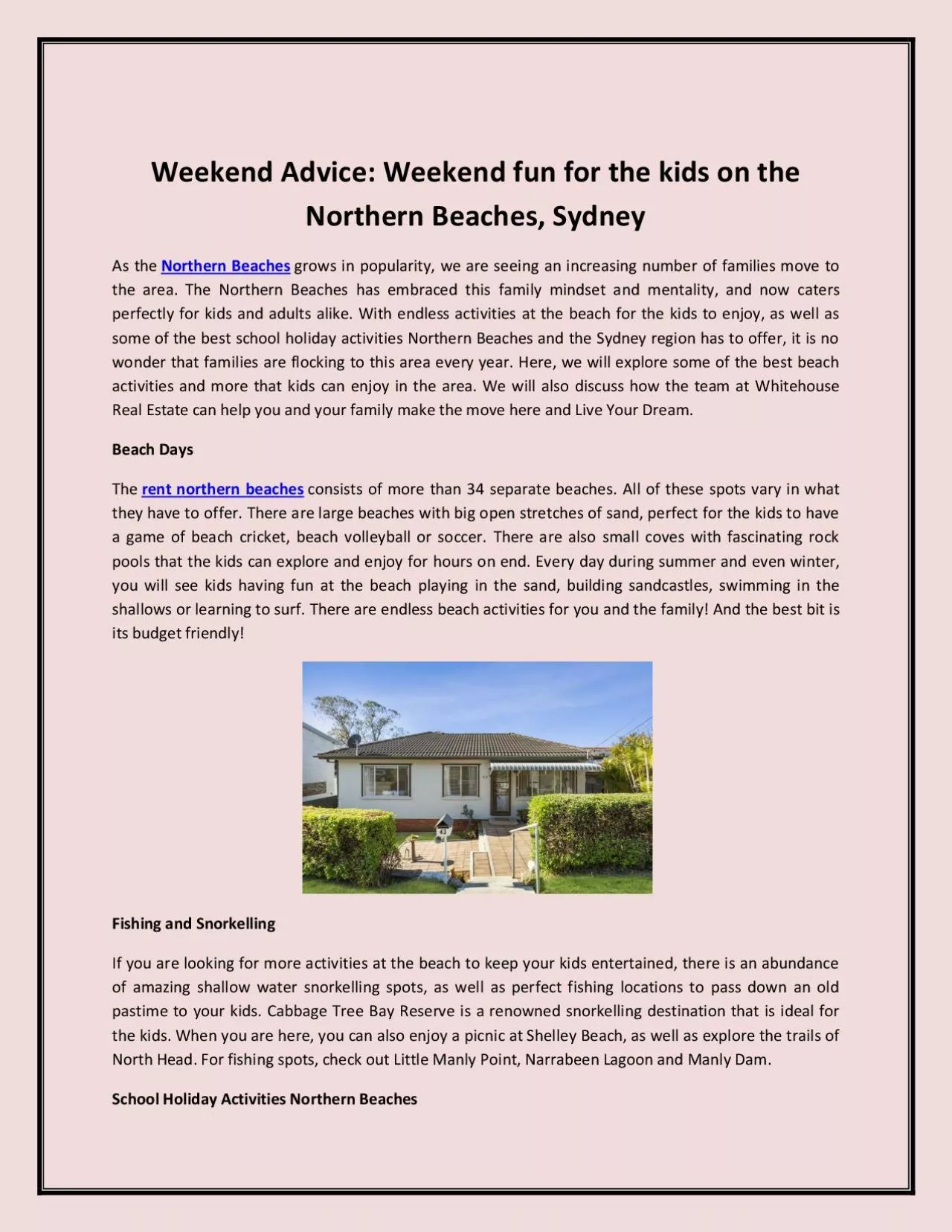 PDF-Weekend Advice: Weekend fun for the kids on the Northern Beaches, Sydney