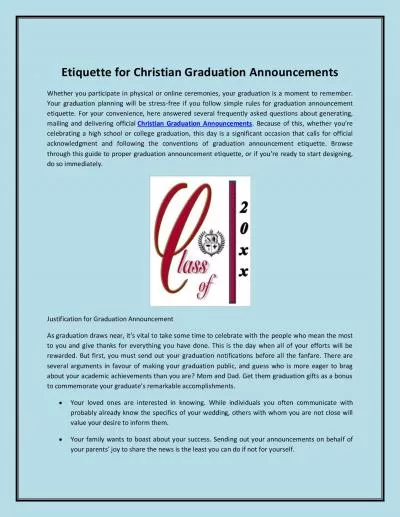 Etiquette for Christian Graduation Announcements