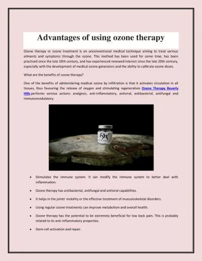 Advantages of using ozone therapy