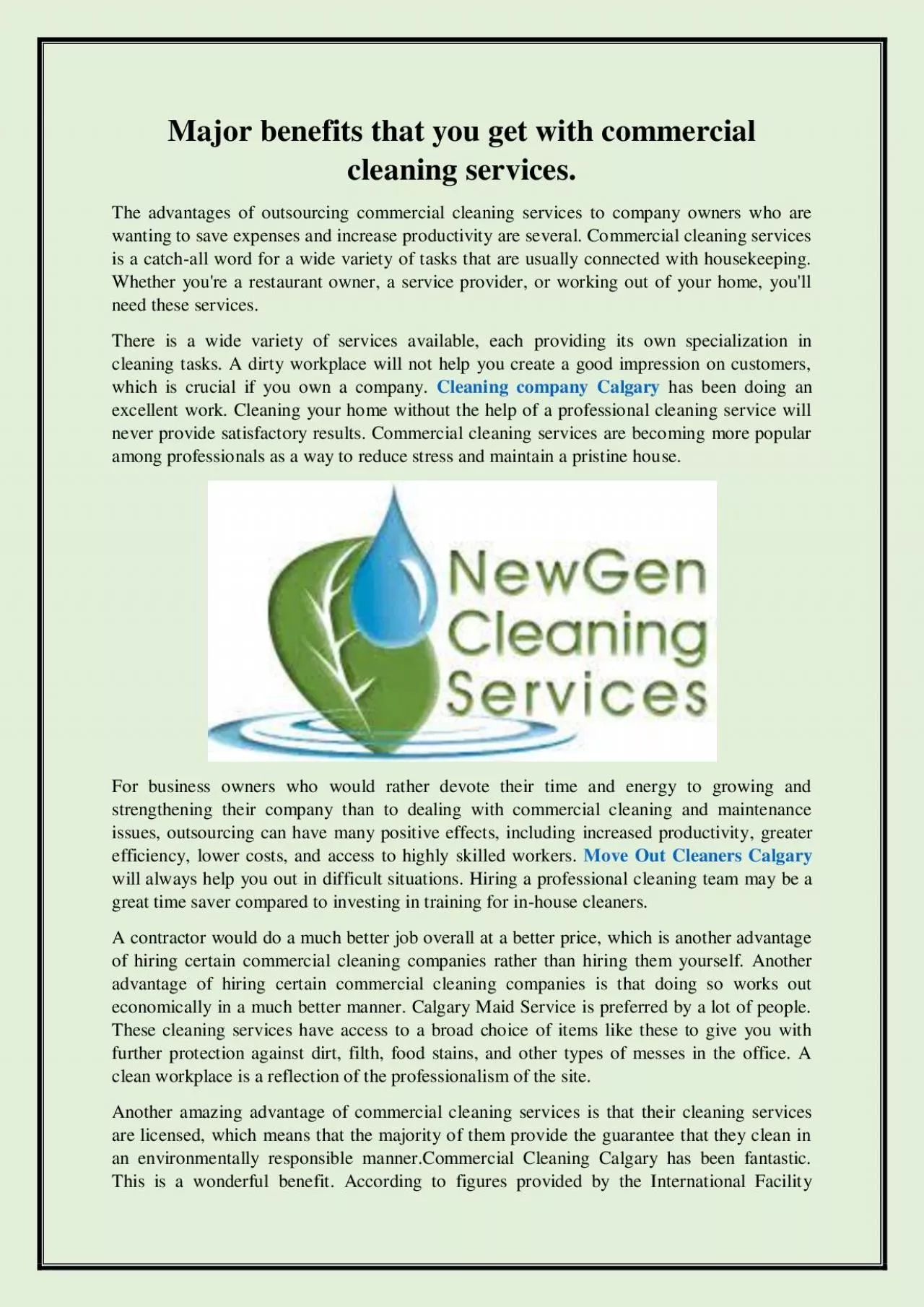 Major benefits that you get with commercial cleaning services.