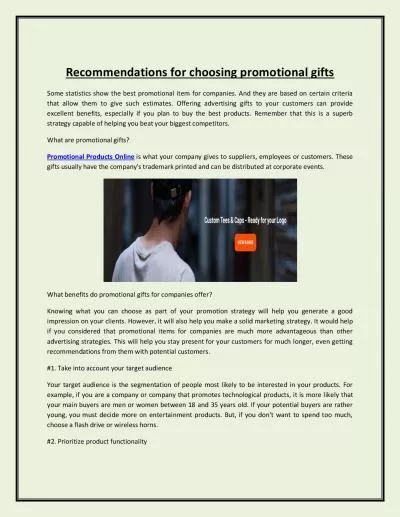 Recommendations for choosing promotional gifts