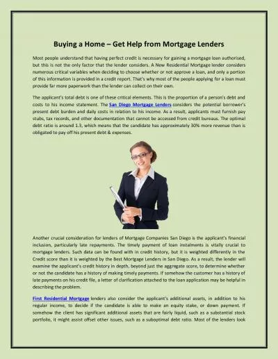 Buying a Home – Get Help from Mortgage Lenders