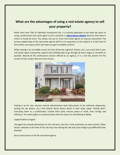 What are the advantages of using a real estate agency to sell your property?