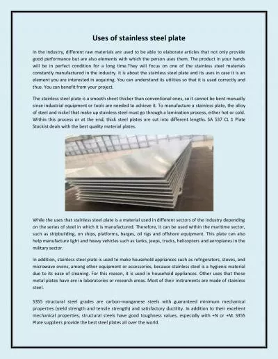 Uses of stainless steel plate
