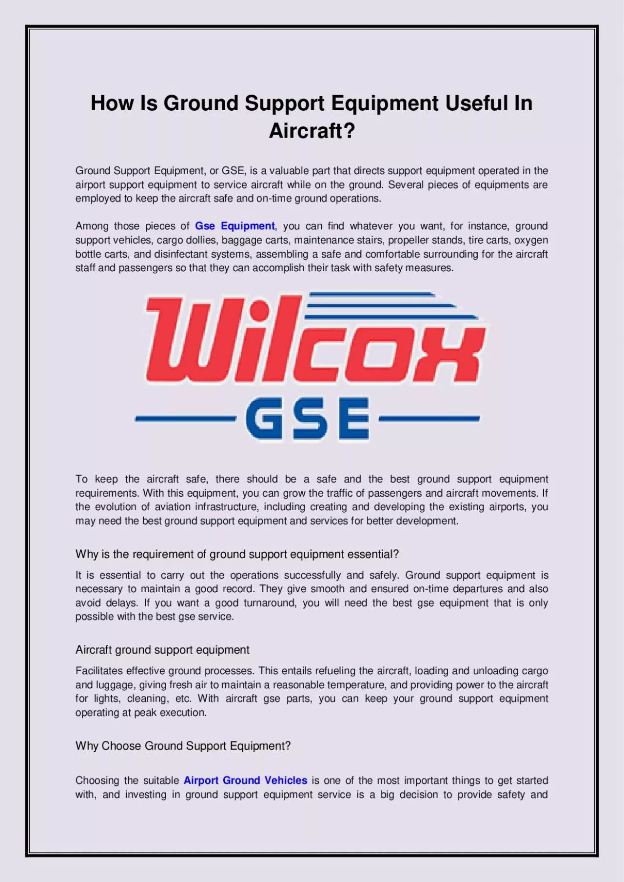 PDF-How Is Ground Support Equipment Useful In Aircraft?