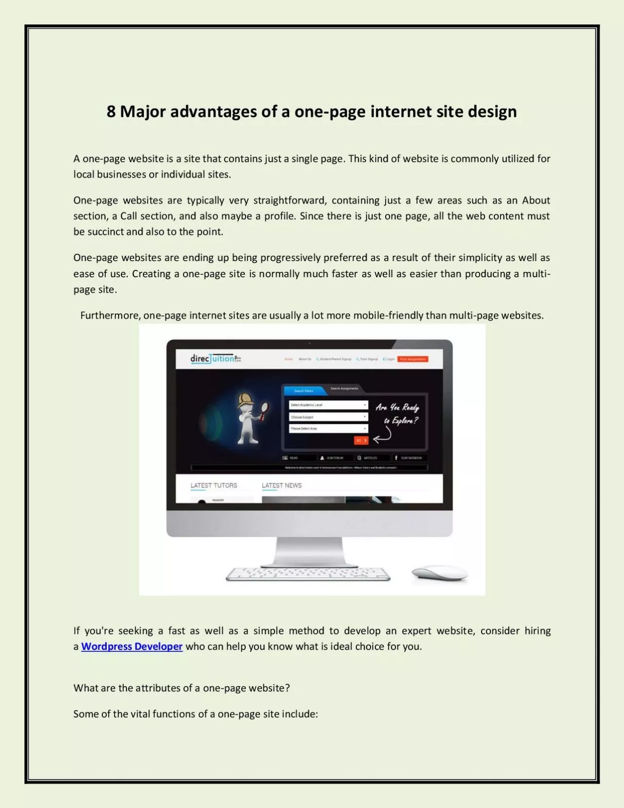 PDF-8 Major advantages of a one-page internet site design