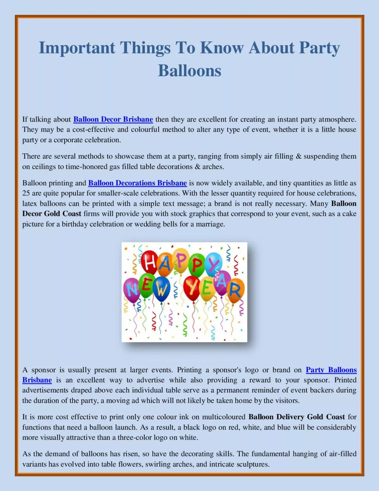 Important Things To Know About Party Balloons