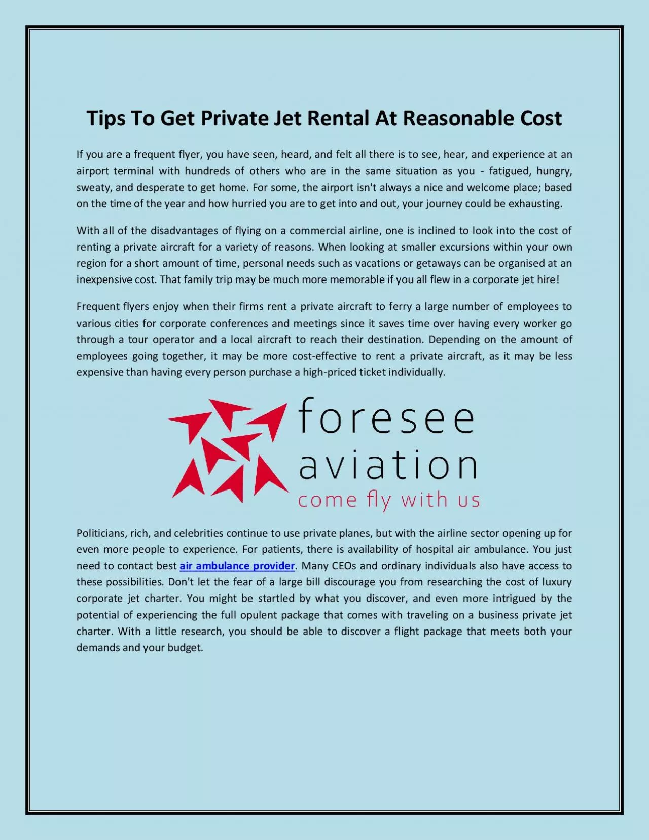 PDF-Tips To Get Private Jet Rental At Reasonable Cost