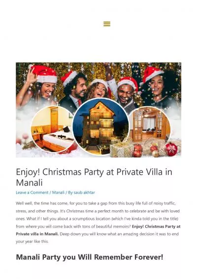 Enjoy! Christmas Party at Private Villa in Manali