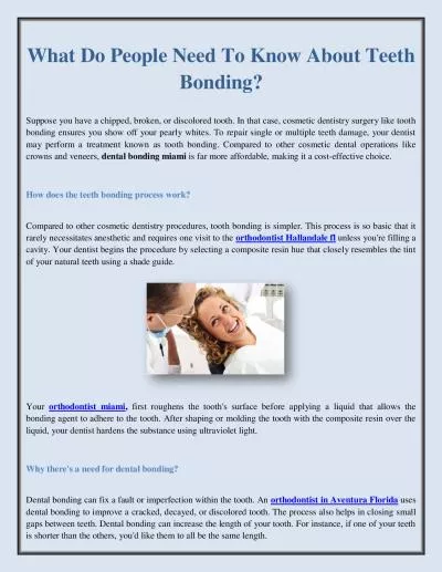 What Do People Need To Know About Teeth Bonding?