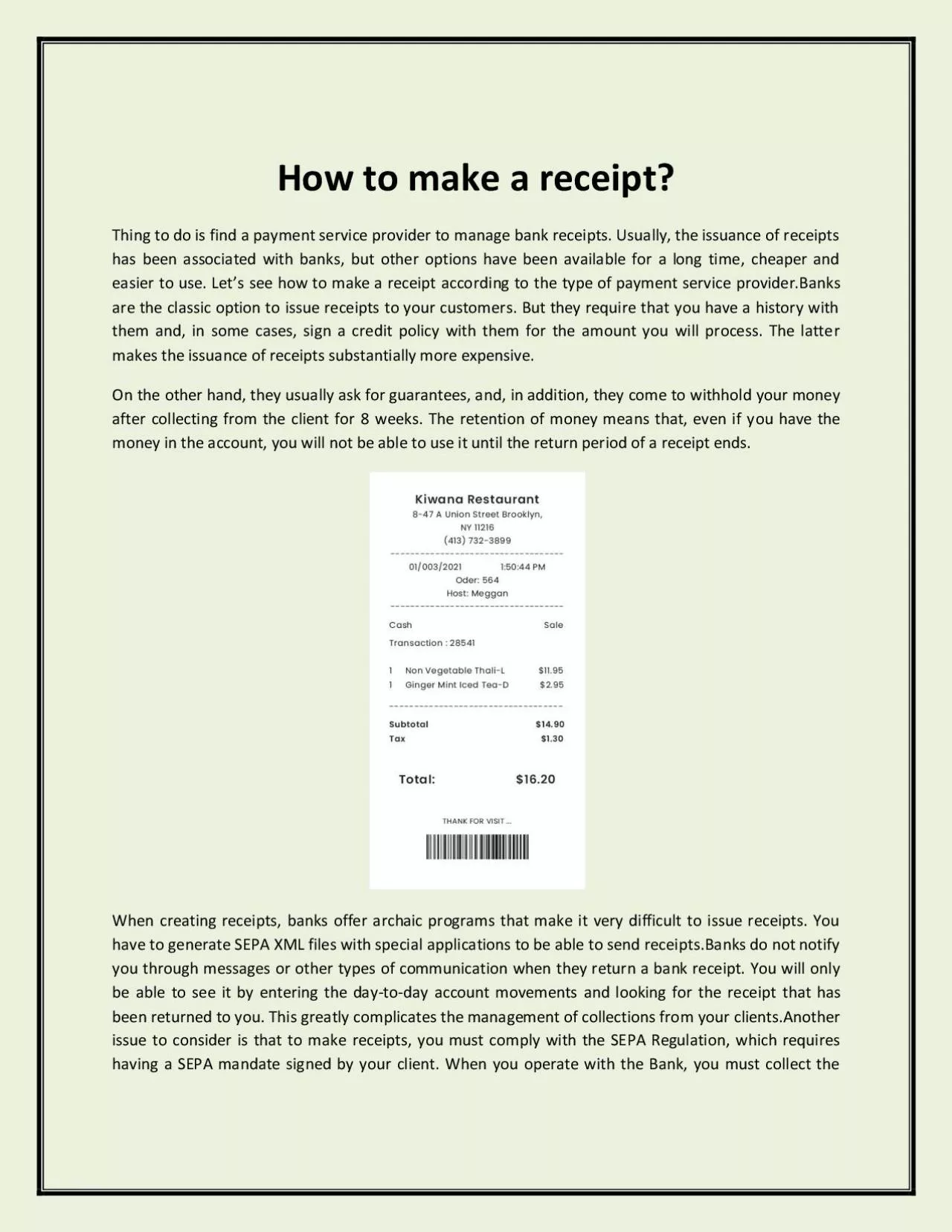 How to make a receipt?