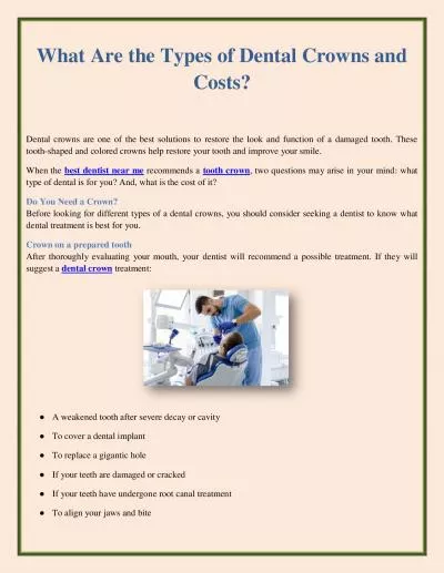 What Are the Types of Dental Crowns and Costs?