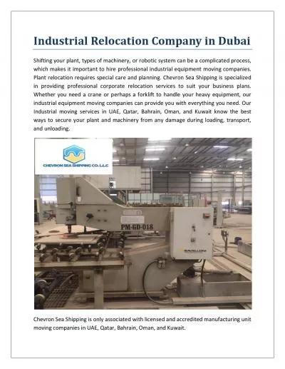Industrial Relocation Company in Dubai
