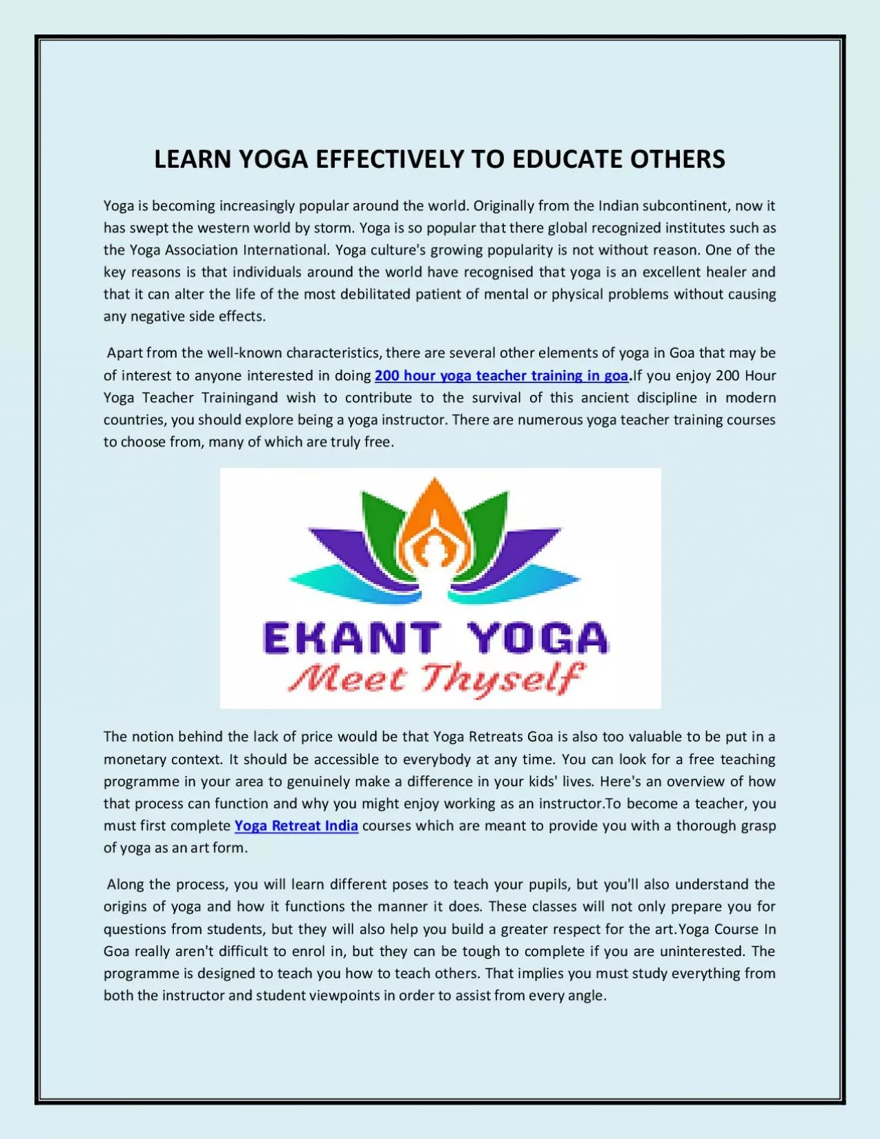 PDF-LEARN YOGA EFFECTIVELY TO EDUCATE OTHERS