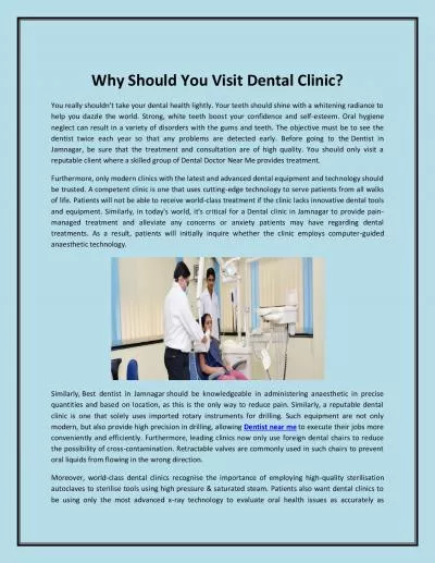 Why Should You Visit Dental Clinic?