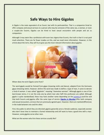 Safe Ways to Hire Gigolos