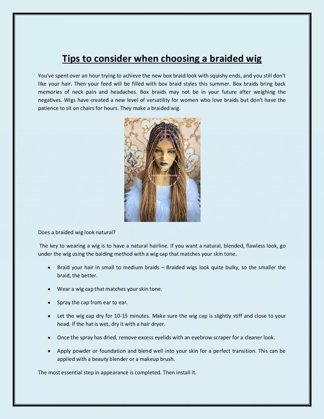 PDF-Tips to consider when choosing a braided wig