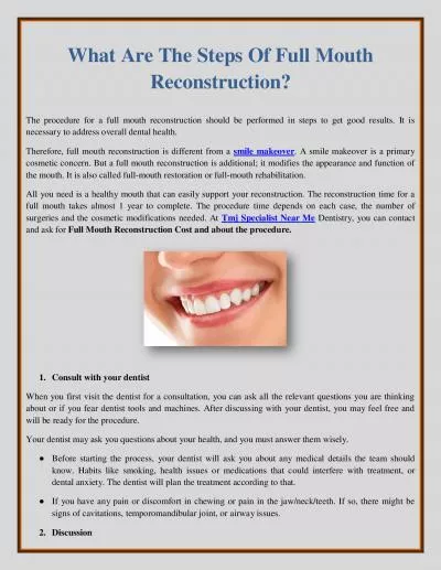 What Are The Steps Of Full Mouth Reconstruction?