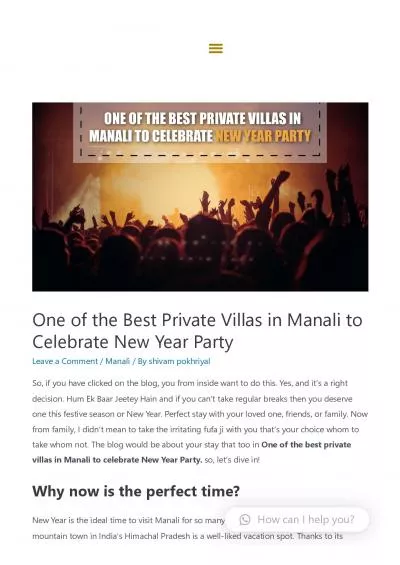 One of the Best Private Villas in Manali to Celebrate New Year Party