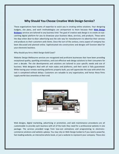 Why Should You Choose Creative Web Design Service?