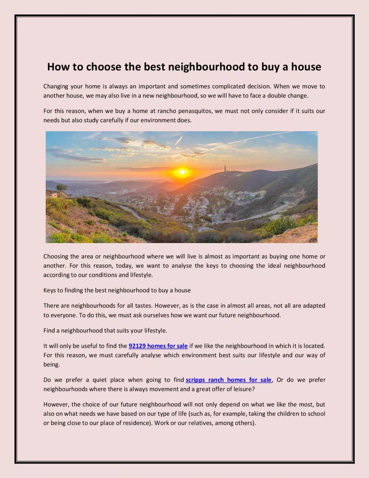 How to choose the best neighbourhood to buy a house
