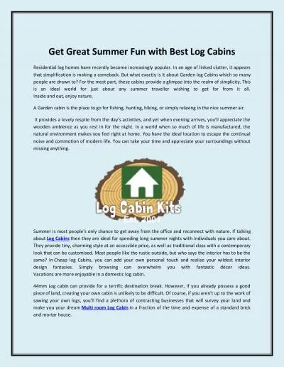Get Great Summer Fun with Best Log Cabins