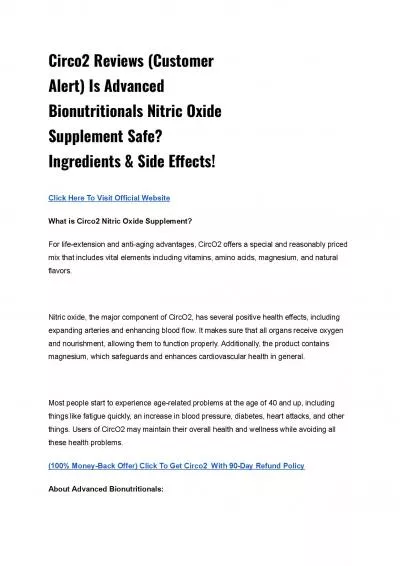 Circo2 Reviews (Customer Alert) Is Advanced Bionutritionals Nitric Oxide Supplement Safe? Ingredients & Side Effects!