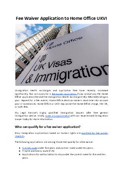 Fee Waiver Application to Home Office UKVI - My Legal Services