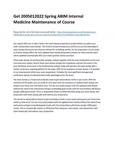 2005012022 Spring ABIM Internal Medicine Maintenance