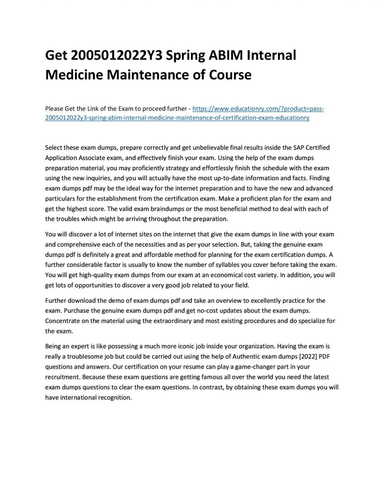 2005012022Y3 Spring ABIM Internal Medicine Maintenance