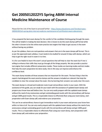 2005012022Y5 Spring ABIM Internal Medicine Maintenance