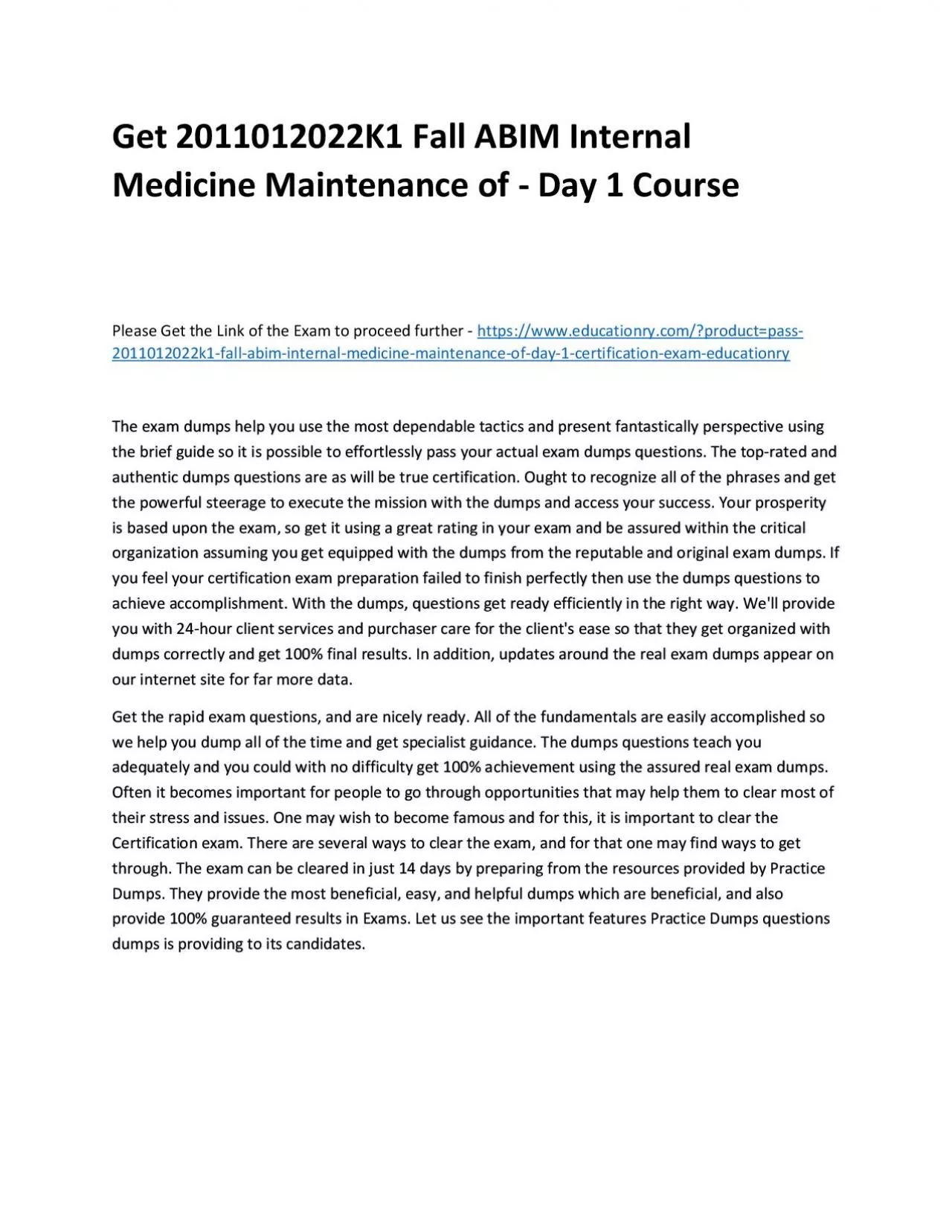 2011012022K1 Fall ABIM Internal Medicine Maintenance of - Day 1