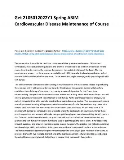 2105012022Y1 Spring ABIM Cardiovascular Disease Maintenance