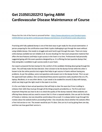2105012022Y2 Spring ABIM Cardiovascular Disease Maintenance