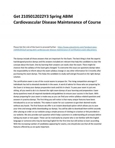 2105012022Y3 Spring ABIM Cardiovascular Disease Maintenance