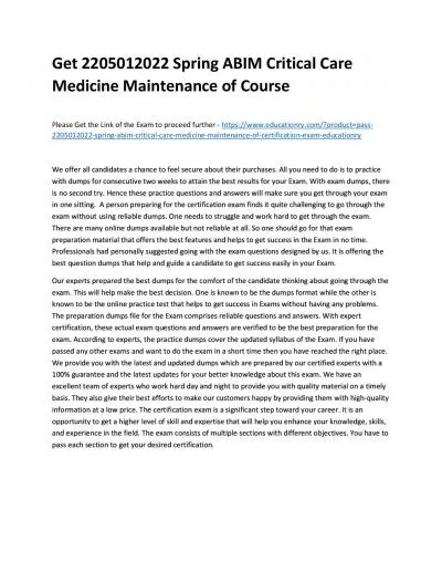 2205012022 Spring ABIM Critical Care Medicine Maintenance